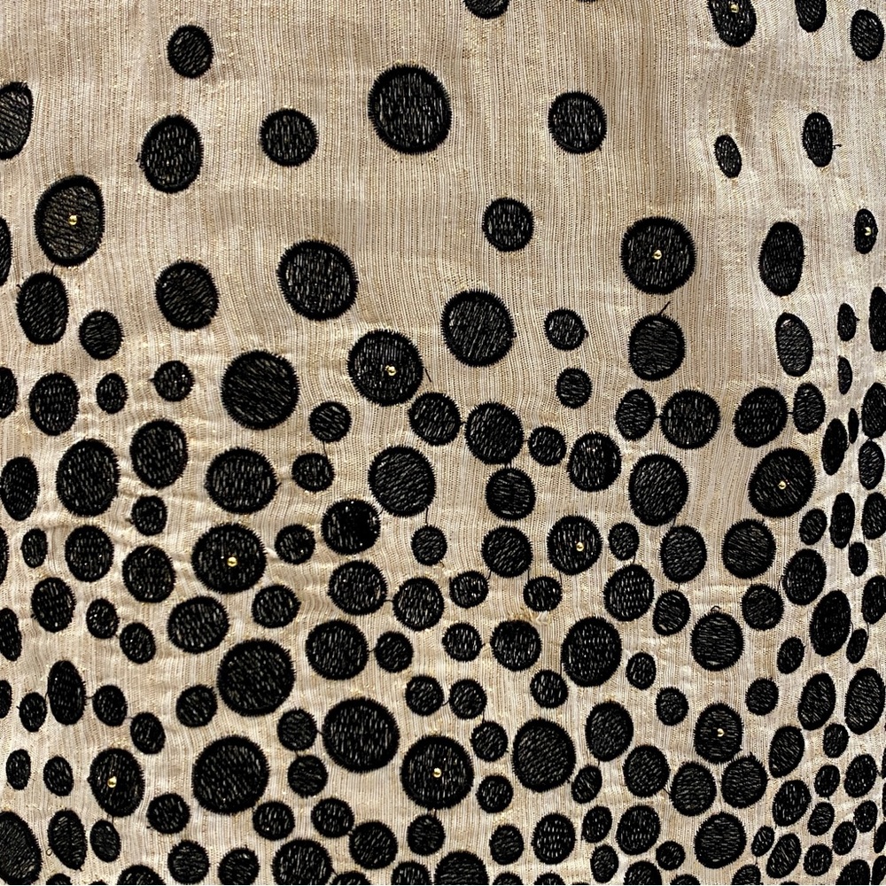 Ark & Co Gold Metallic Cocktail Dress with Black Stitched Polka Dot Design (M) - Picture 9 of 16